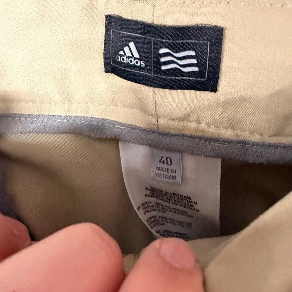 Adidas Golf Shorts Mens 40 Khaki Tan‎ Flat Front Performance Activewear 5205